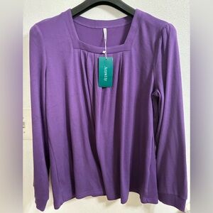ANALILY Rich Purple Gathered square neck top. NWT size XL